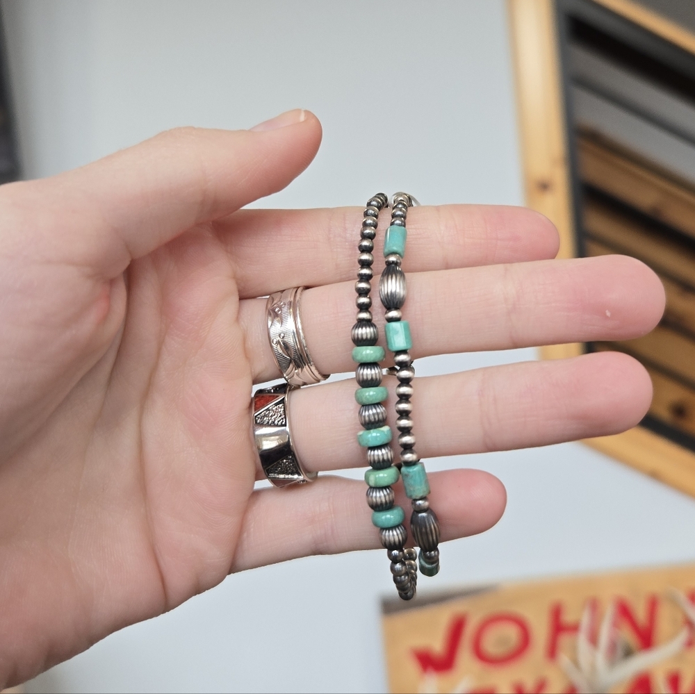 Turquoise Sterling Bracelet Stack - Picture 2 of 5